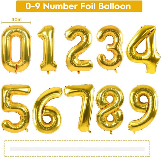 Blow Up Number balloons Gold