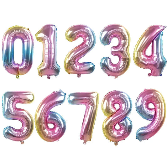 Blow Up Number balloons Rainbow (Iridescent)